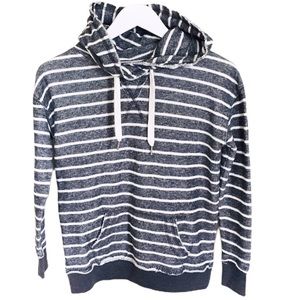 JO & CO Jeans Stripe Hoodie/Sweater With Drawstring & Pockets Grey Size Small